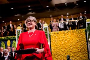 Donna Strickland at event receiving an award