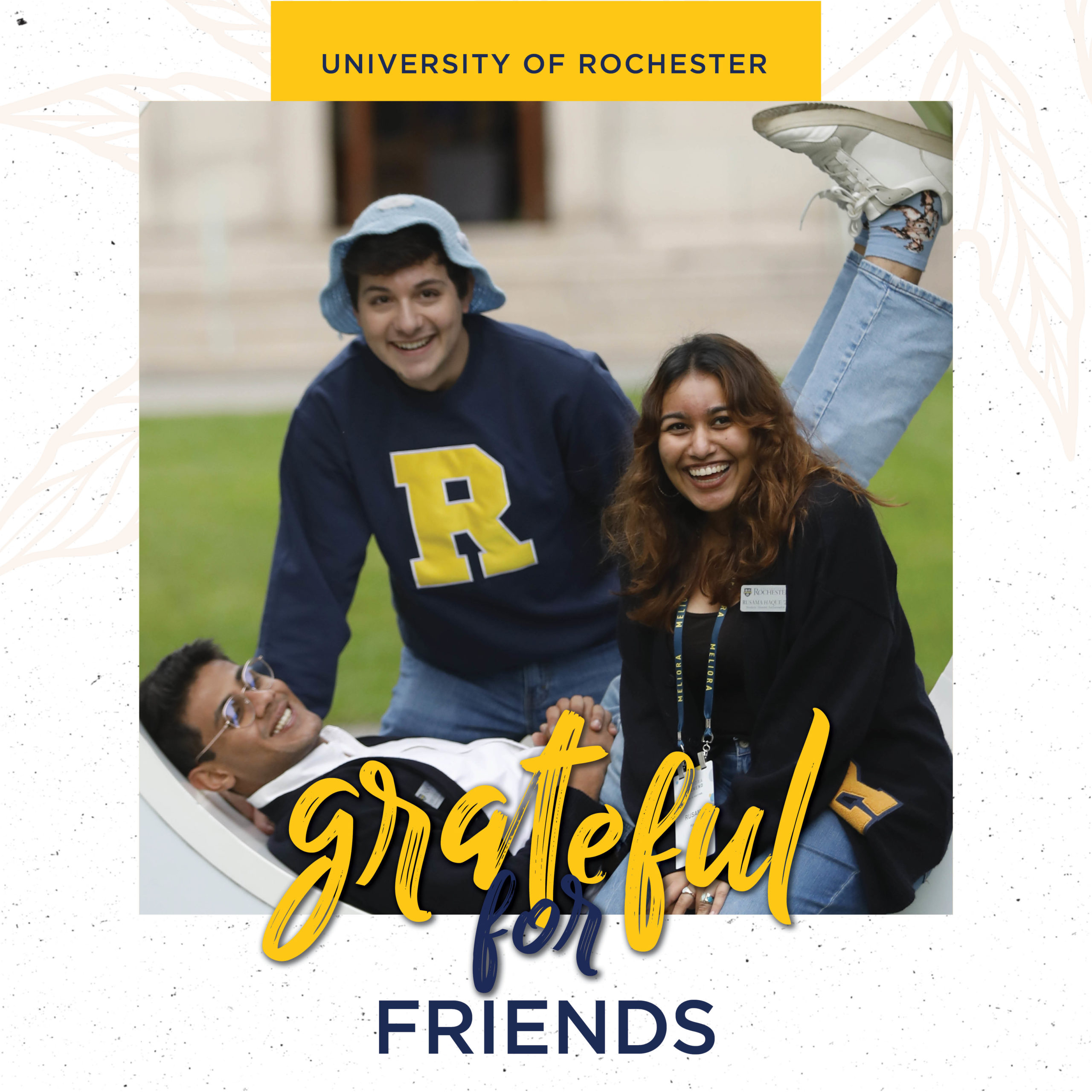 grateful for friends - three students seen smiling