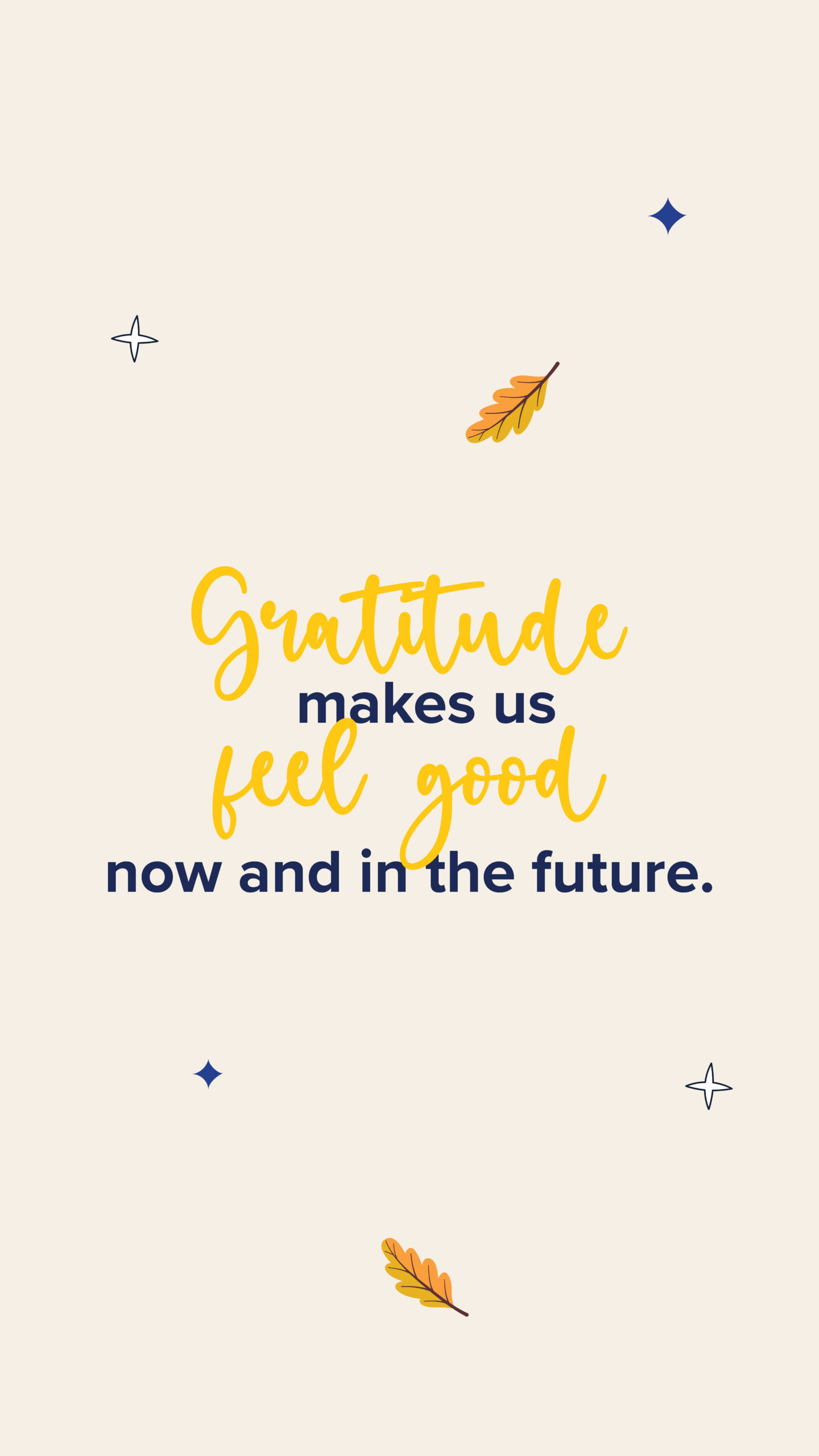 gratitude makes us feel good now and in the future. graphics