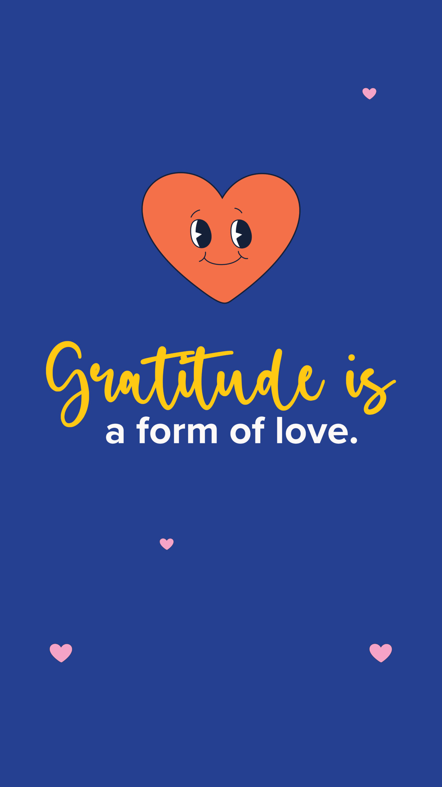 Gratitude is a form of love. with a heart graphics