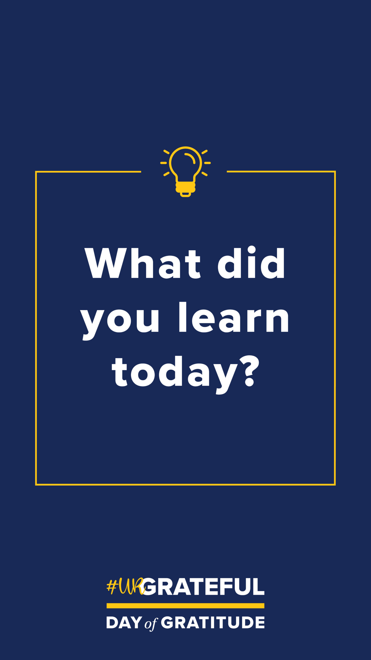 What did you learn today? on navy blue background graphic