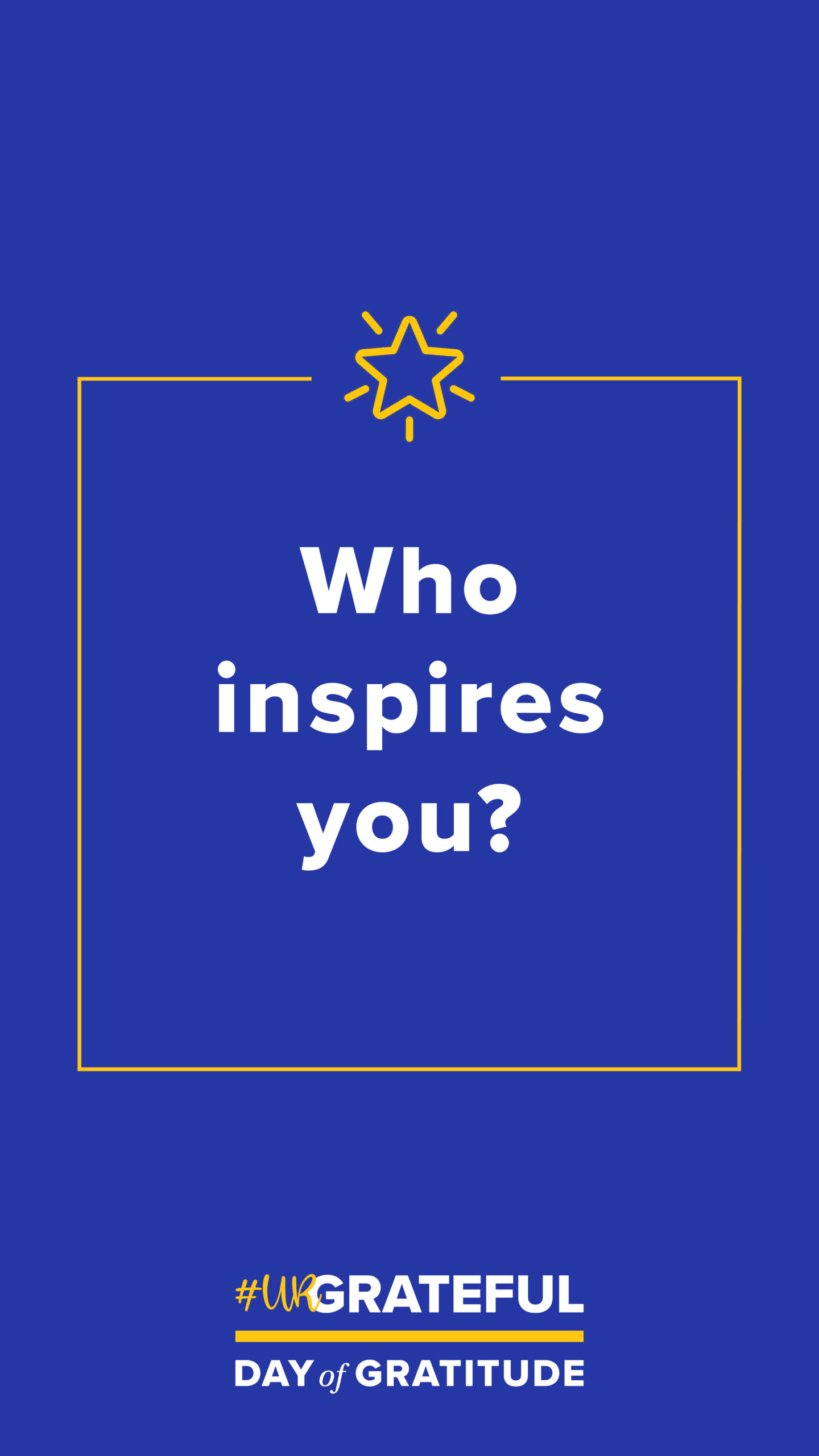 Who inspires you? on blue background graphic