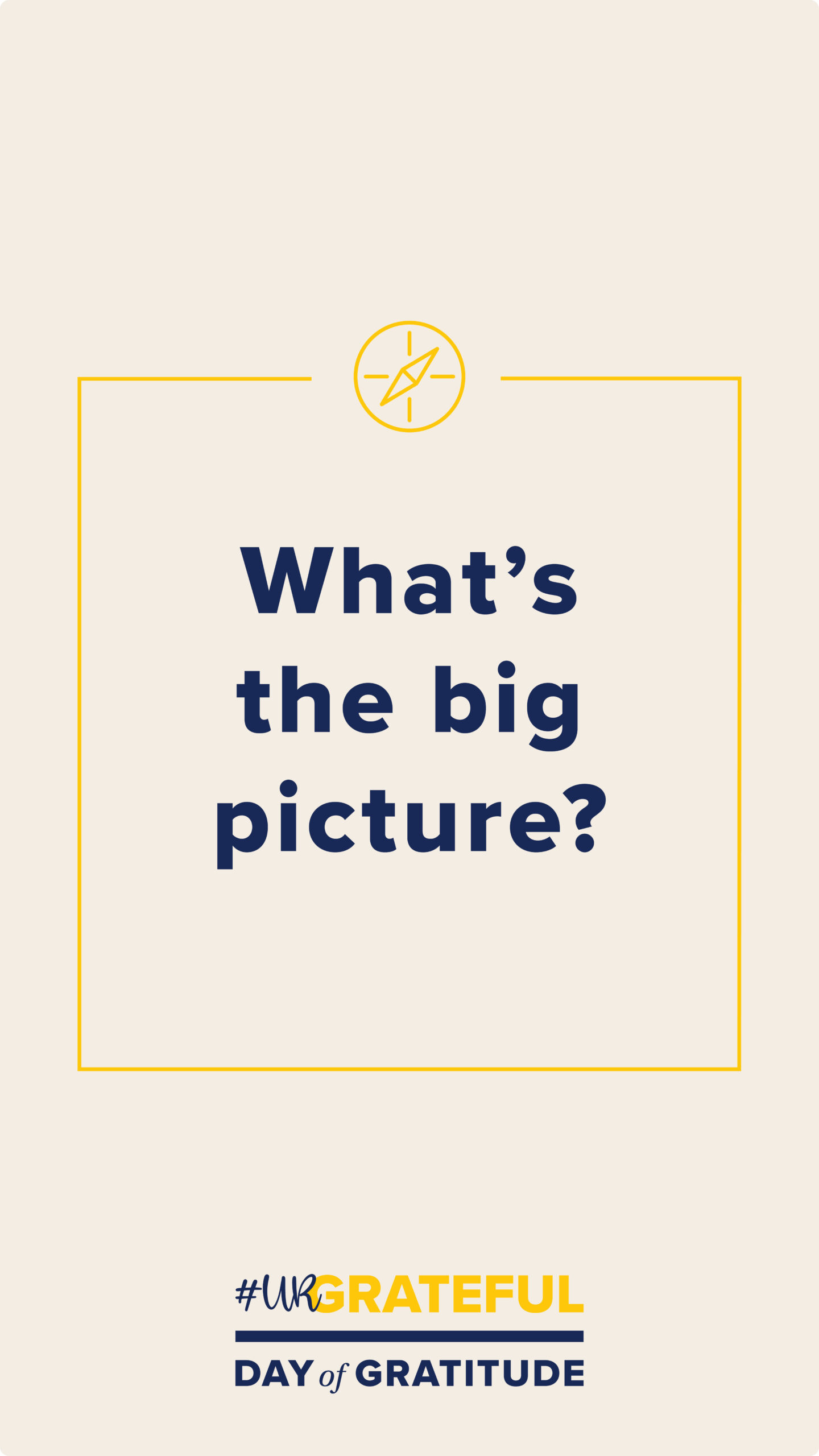 What's the big picture? navy blue font on off white background