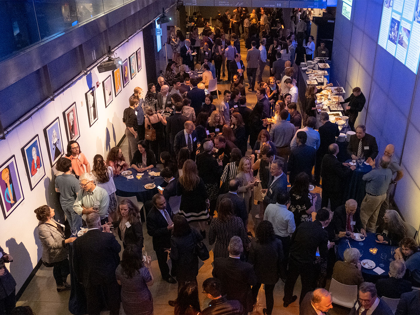 overhead image of a large group enjoying themselves in a reception
