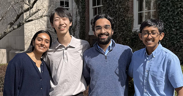 4 students who received the goldwater scholarship poste for the photo