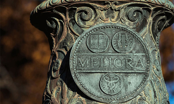Meliora stamped flag pole