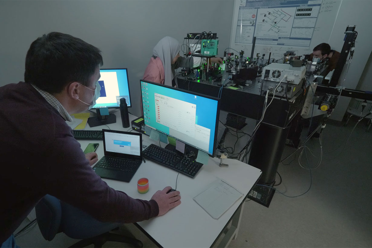 people working in research lab