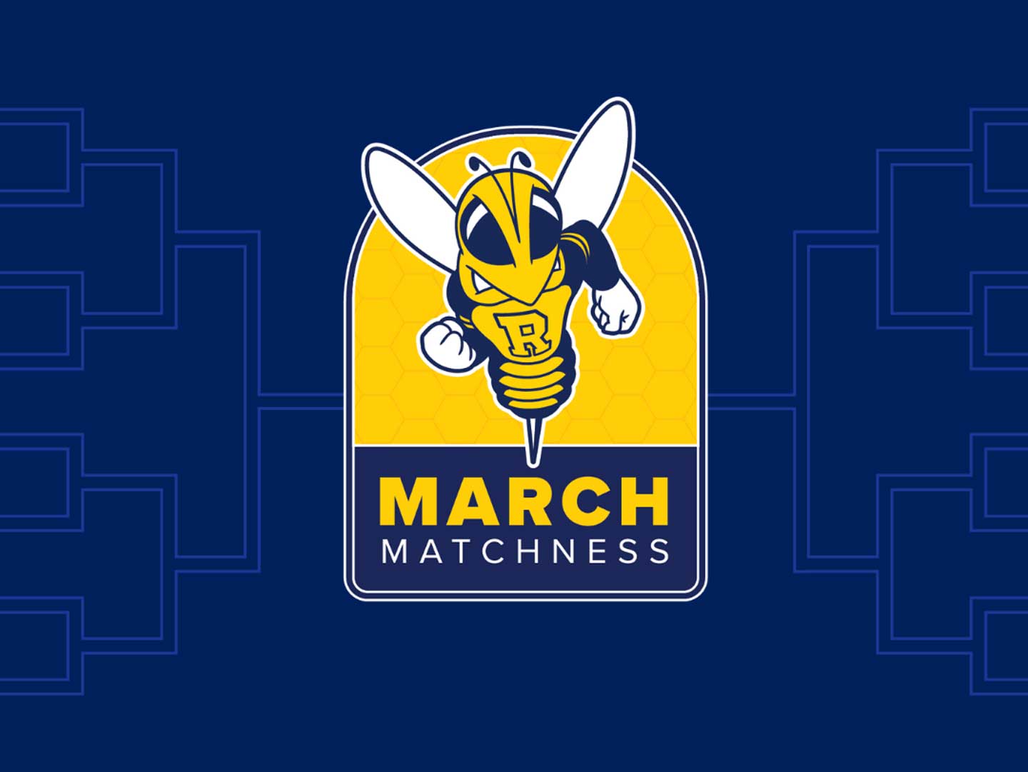 March Matchness logo with Rocky on a navy blue background