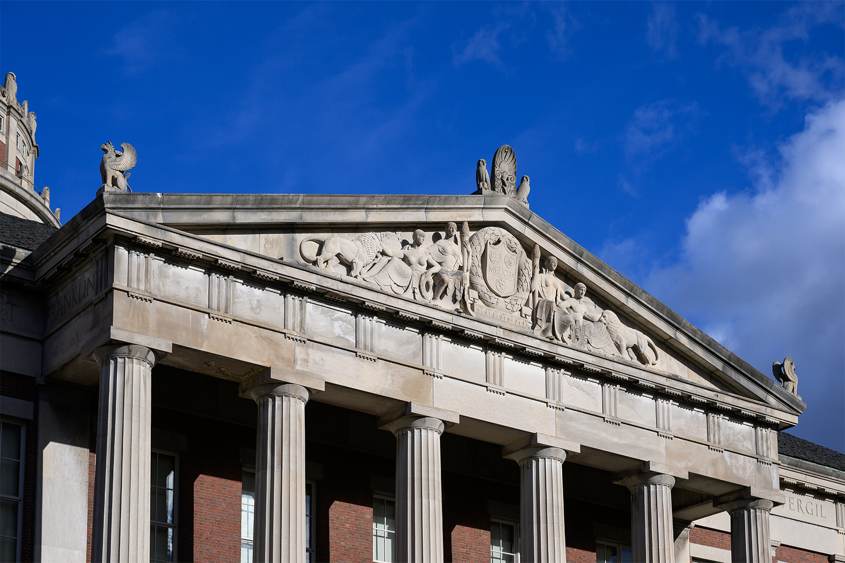 Library exterior against a blue sky
