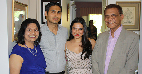 Alka Dalal, Nemil Dalal, Preeyel Dalal ’06, and Sid Dalal ’71 (MA), ’73S (MBA), ’76 (PhD) family photo